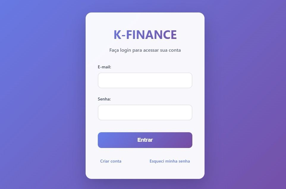 Tela principal do K-Finance