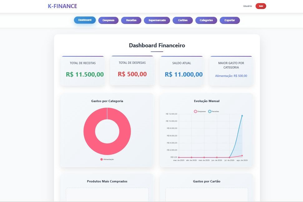 Tela de cadastro do K-Finance